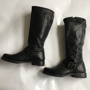 Frye 77605 Veronica boots Size 6 1/2 B Mid Calf 15" tall Black Leather